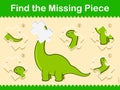 Easy kids Find The Missing Piece Puzzle Dinosaur Royalty Free Stock Photo