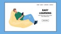 Easy Learning Lesson Boy On Smartphone Vector