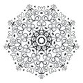 Easy Mandala with spirals and curlicues. Mandala flower coloring on white background.