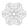 Easy Mandala with spirals and curlicues. Mandala flower coloring on white background.