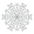 Easy Mandala with spirals and curlicues. Mandala flower coloring on white background.