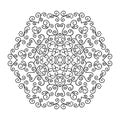 Easy Mandala with spirals and curlicues. Mandala flower coloring on white background.