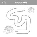 Easy maze for younger kids with a turtle