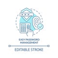 Easy password management turquoise concept icon