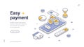 Easy Payment Digital Transaction Mobile App Fintech And Online Banking Isometric Web Banner Vector Template Royalty Free Stock Photo