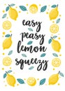 Easy peasy lemon squeezy card with lemons Royalty Free Stock Photo