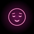 Easy pleasant smile neon icon. Simple thin line, outline vector of emoji icons for ui and ux, website or mobile application