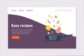 Easy Recipes Landing Page Template, Online Cooking Course, School Web Page, App, Website Vector Illustration Royalty Free Stock Photo