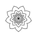 Easy round element for coloring book. Black and white floral pattern. Tattoo art. Mandala