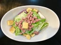 Easy Salad, ham with lettuce and crispy bread