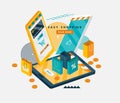 Easy shopping isometric vector abstract illustration Royalty Free Stock Photo