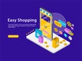 Easy shopping isometric vector abstract illustration Royalty Free Stock Photo