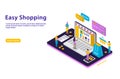 Easy shopping isometric vector abstract illustration Royalty Free Stock Photo