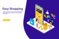 Easy shopping isometric vector abstract illustration Royalty Free Stock Photo