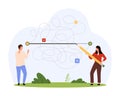 Easy and simple solution to difficult complex problem, tiny choose shortest path Royalty Free Stock Photo