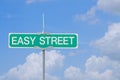 Easy Street sign with blue sky background