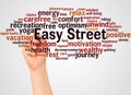 Easy street word cloud and hand with marker concept Royalty Free Stock Photo