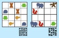 Easy sudoku puzzle with animals for children