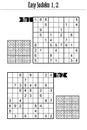 Easy level sudoku puzzles 1, 2 Royalty Free Stock Photo