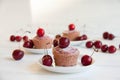 Easy and tasty dessert: cherry muffins Royalty Free Stock Photo