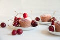 Easy and tasty dessert: cherry muffins Royalty Free Stock Photo