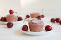 Easy and tasty dessert: cherry muffins Royalty Free Stock Photo