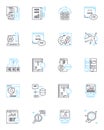 Easy tech linear icons set. Simplicity, Efficiency, Accessible, User-friendly, Streamlined, Seamless, Intuitive line