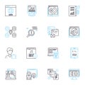 Easy tech linear icons set. Simplicity, Efficiency, Accessible, User-friendly, Streamlined, Seamless, Intuitive line