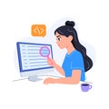 An easy to edit flat illustration of code review and debugging process Royalty Free Stock Photo