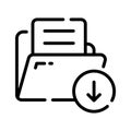 Easy to edit outline icon of download folder files Royalty Free Stock Photo