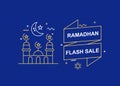 Line art Ramadhan special sale banner. Royalty Free Stock Photo