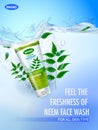 Advertisement promotion banner for cool and refreshing foaming face wash Royalty Free Stock Photo