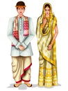 Assamese wedding couple in traditional costume of Assam, India Royalty Free Stock Photo