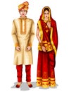 Bihari wedding couple in traditional costume of Bihar, India