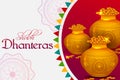 Decorated Diwali holiday background with Hindi greetings meaning Happy Dhanteras