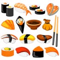 Different variety of Sushi Oriental food Royalty Free Stock Photo