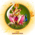 Illustration of Goddess Saraswati for Vasant Panchami Puja of India Royalty Free Stock Photo