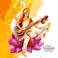 Illustration of Goddess Saraswati for Vasant Panchami Puja of India Royalty Free Stock Photo