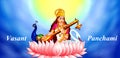 vector illustration of Goddess Saraswati for Vasant Panchami Puja of India Royalty Free Stock Photo