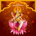 Illustration of Goddess Saraswati for Vasant Panchami Puja of India Royalty Free Stock Photo