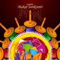 Happy Makar Sankranti background with colorful kite