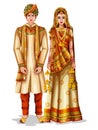 Haryanvi wedding couple in traditional costume of Haryana, India Royalty Free Stock Photo