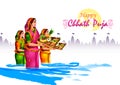 Holiday background of traditional Chhath Festival of Bihar, Bengal and Nepal Royalty Free Stock Photo