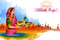 Holiday background of traditional Chhath Festival of Bihar, Bengal and Nepal Royalty Free Stock Photo