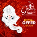 Lord Ganpati on Ganesh Chaturthi sale promotion advertisement background