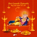 Lord Ganpati on Ganesh Chaturthi sale promotion advertisement background