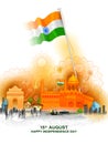 Monument and Landmark of India on Indian Independence Day celebration background