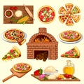 Pizza making and ingredient with baking oven