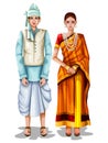 Tripuri wedding couple in traditional costume of Tripura, India