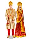 Uttaranchali wedding couple in traditional costume of Uttaranchal, India